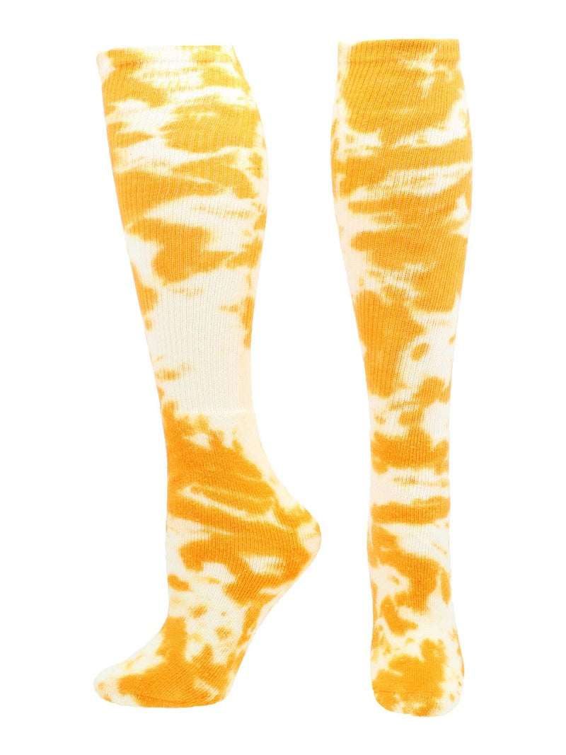 TCK Tie Dye Multisport Tube Socks (Gold/White, Medium) - Image 1